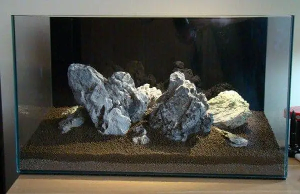 Iwagumi Rocks on substrate inside aquarium